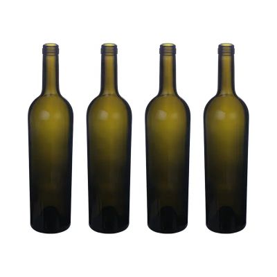 Custom Design 750 ML Antique green Round Shape Glass Wine Bottle