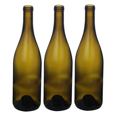 Bulk purchase custom empty burgundy bottle 750ml 550g cork top wine bottle