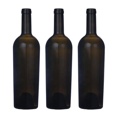 Wholesale empty 750ml bordeaux shape glass green clear wine bottle