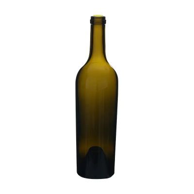 Wholesale high quality antique green empty 750ml glass wine bottle