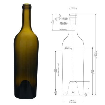 Wholesale 750ml lead free empty bordeaux shape glass wine bottle