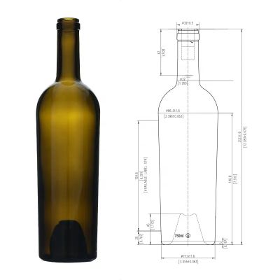 750ml antique green zinfandels wine bottle bordeaux glass wine bottle