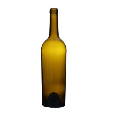 Factory wholesale antique green wine bottle 750ml empty bordeaux glass bottle