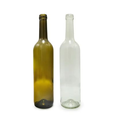 China clear color green cork top empty wine bottle 750ml cheap glass wine bottles for sale