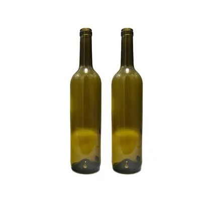 750ml hot empty round glass bottles wholesale cork top 322H green and clear Bordeaux wine bottle