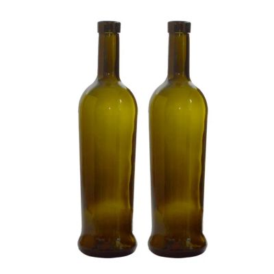Hot Sale 750ml Round Large Capacity Cork Cap Green Bordeaux Glass Wine Bottle 75cl