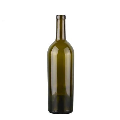 Hot Sale 750ml Large Capacity Empty Round Bordeaux Wine Bottles Antique Green Color Glass Wine Bottle