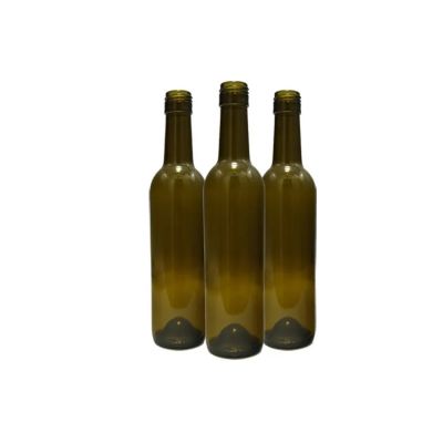 Wholesale 375ml Custom Clear and Green Color Glass Bottles Empty Round Glass Wine Bottle for Bordeaux