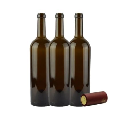 Hot Selling 750ml Bordeaux Wine Bottles Antique Green 540g Standard Empty Round Glass Bottle 75cl