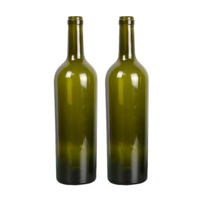 Customized 750ml Empty Glass Bottles Wholesale Antique Green Bordeaux Wine Bottle 75cl