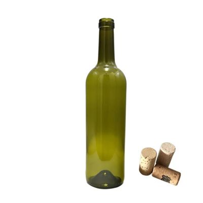 Top quality weight 750ml empty red wine bottle with Cork top for party