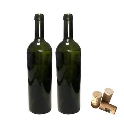 Wholesale most popular Regular size antique green empty 750ml red wine glass bottles