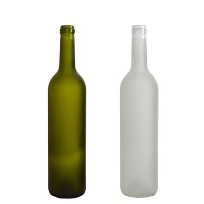 wholesale 750ml spray frosted glass wine bottles with cork
