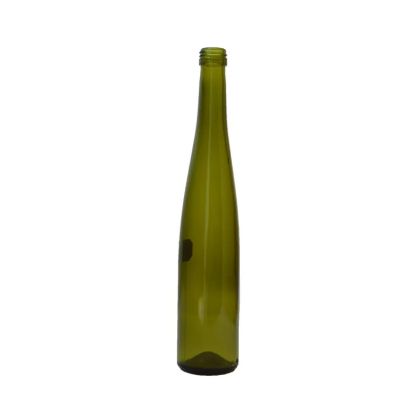 Customized dark green 12 oz Rhine grape wine glass bottle 375 ml with cork top