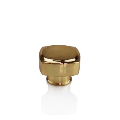 Luxurious parfum package shiny gold electroplated zinc alloy perfume bottle lid 15mm heavy zamak perfume cap