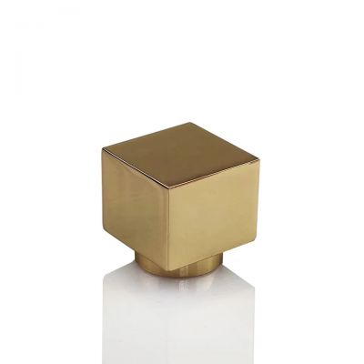 In stock high end luxury MOQ 100pcs shiny gold square cube metal perfume bottle cap 15mm zamak