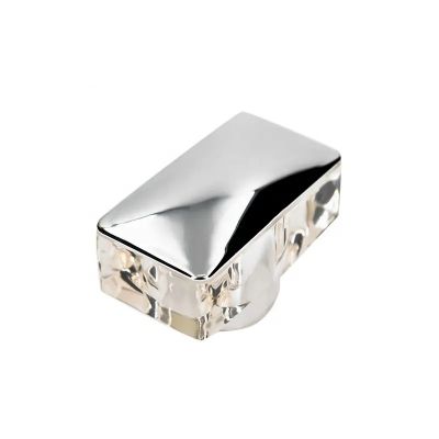 Custom Design Cosmetic Surlyn Square Shape Luxury Rectangle Silver Perfume Cap