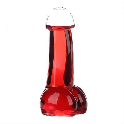 Creative design sexy penis shape glass bottle cocktail shot glass liquor bottles with straw