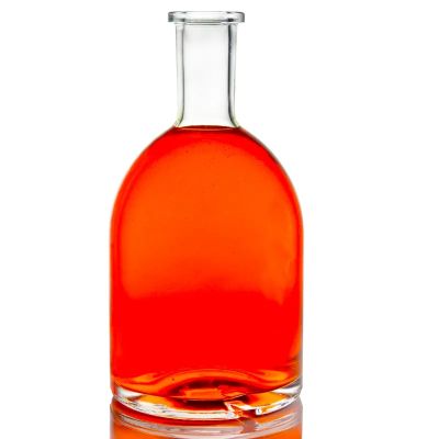 Custom super flint glass liquor round bottle spirit whisky conical 750ml vodka gin tequila flat top design label decal
