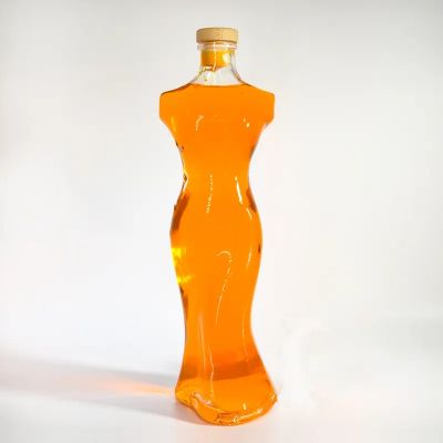 Custom woman body super flint glass 750ml 700ml 500ml liquor bottle spirit whisky honey oil rum vodka gin tequila label decal