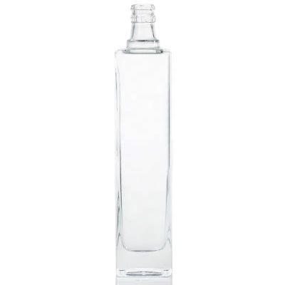 Square Clear White 500ml Glass Bottle With Strip For Vodka Gin Whiskey