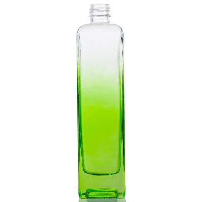 Customized Color Gradient Green Blue Spirit Gin Vodka Glass Bottles With Screw Cap