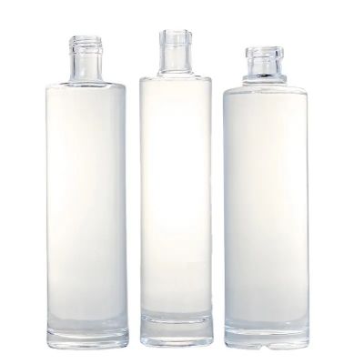 Wholesale 500ml 700ml 750ml 1 liter round bottles glass empty gin vodka whiskey glass liquor bottle gin glass bottle with lid