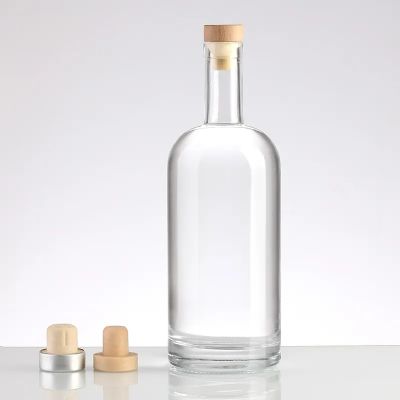 Wholesale Clear Gin Vodka 500ml 700ml 750ml Corked Glass Liquor Bottle