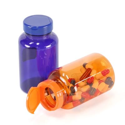 Hot sale Cheap 250cc PET empty plastic medicine pill bottle vitamin tablet bottle for health products solid capsules bottle