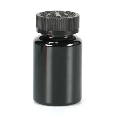 120ml black plastic vitamin bottle empty capsule bottles with screw cap healthcare supplement container for tablets