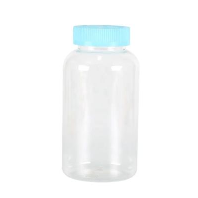 plastic PET capsule tablet bottle 625ml clear supplement container with blue cap personalized vitamin pill bottle