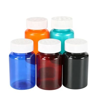 cylinder shape pet plastic bottle customized gelatin capsules container with screw lid vitamin pills tablets jar