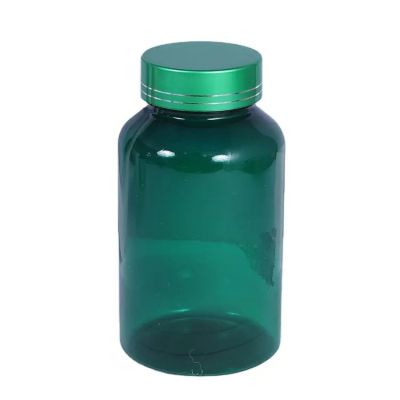 100ml 120ml 200ml Green Empty Candy Capsule Health Care Pill Packing Pet Plastic Bottle With Aluminum Cap