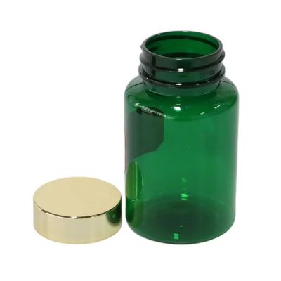 Popular Green Plastic 120ml 150ml 200ml 250ml Empty Supplement Vitamin Pill Capsule Bottle For Packaging With Metal Cap