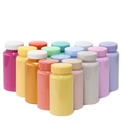 Colorful plastic vitamin pills bottle customized supplement for calcium containers long capsules storage with screw cap