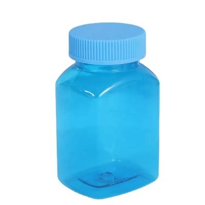 customized 100ml 120ml 150ml square pet plastic vitamin bottle for calcium protein powder with metallic lid