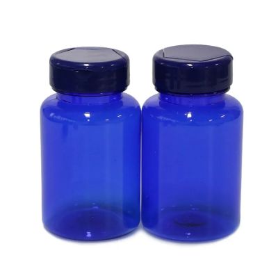 100ml transparent blue plastic pill bottle customized healthcare vitamin vegetable fruits tablets container
