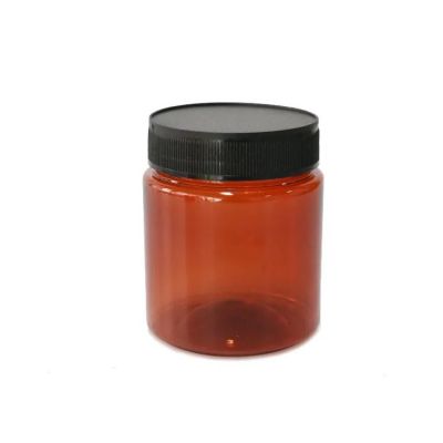 wide mouth amber plastic gummy bottle lightproof capsule pill containers healthcare supplement storage with cap