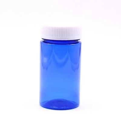 Direct Sale 150ml 200ml 300ml Transparent Blue Pet Pill Use Plastic Capsules And Tablets Packing Bottles With Screw Cap