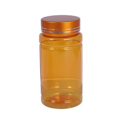 Custom Orange Pet Tablet/candy/capsule Straight Sided Metal Lid Medicine Packaging Plastic Bottles