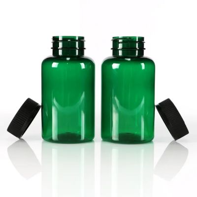 In Stock Plastic Pills Bottle Dark Green Semi-transparent Empty Seal Bottles Solid Powder Medicine Pill Capsule Vial Container