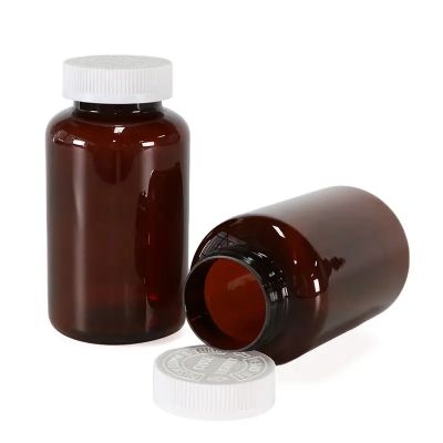 500ml amber clear PET plastic bottle lightproof empty capsule pills bottle tablets vitamin bottles with custom childproof cap