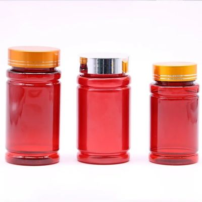 Red green white yellow transparent spiral wide mouth capsule vitamin medicine bottle