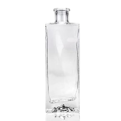 Custom 300ml 500ml 700ml Vodka Whisky Liquor Gin Rum Brandy Square Spirit Glass Bottle