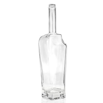 Long neck unique shoulder 380ml square glass bottle with heavy thick bottom screw lids