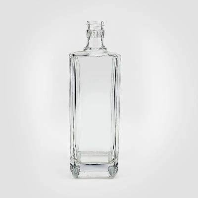 Hot selling high quality empty glass white 500ml retangular glass gin bottles