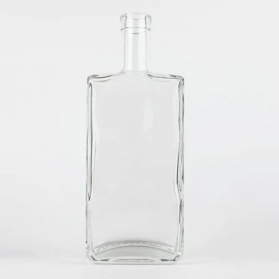 Fancy custom design rectangle whiskey vodka rum gin tequila spirits glass bottle square shape flat liquor glass bottle