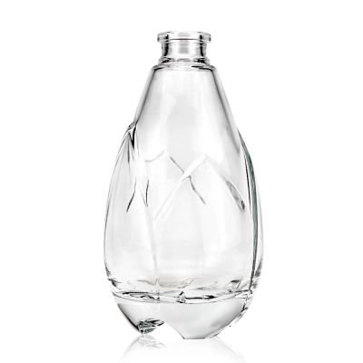 wholesale 250ml 500ml water drop shape juice wine liquors glass bottles with lids