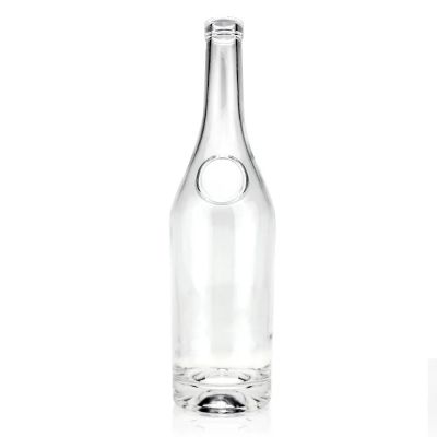Wholesale empty transparent round shape 700ml 750ml liquor bottle design vodka liquor whisky spirit alcohol glass bottle