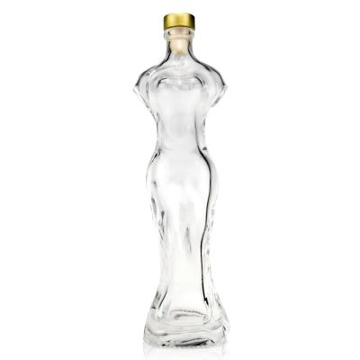 New Design Super Flint Glass Bottle woman body shape Bottom cork Cap Brandy Tequila Liquor Bottles